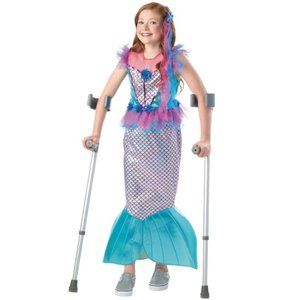 Girls Adaptive Mermaid Halloween Costume Size Med 8/10 Gown Dress Open Back NWT